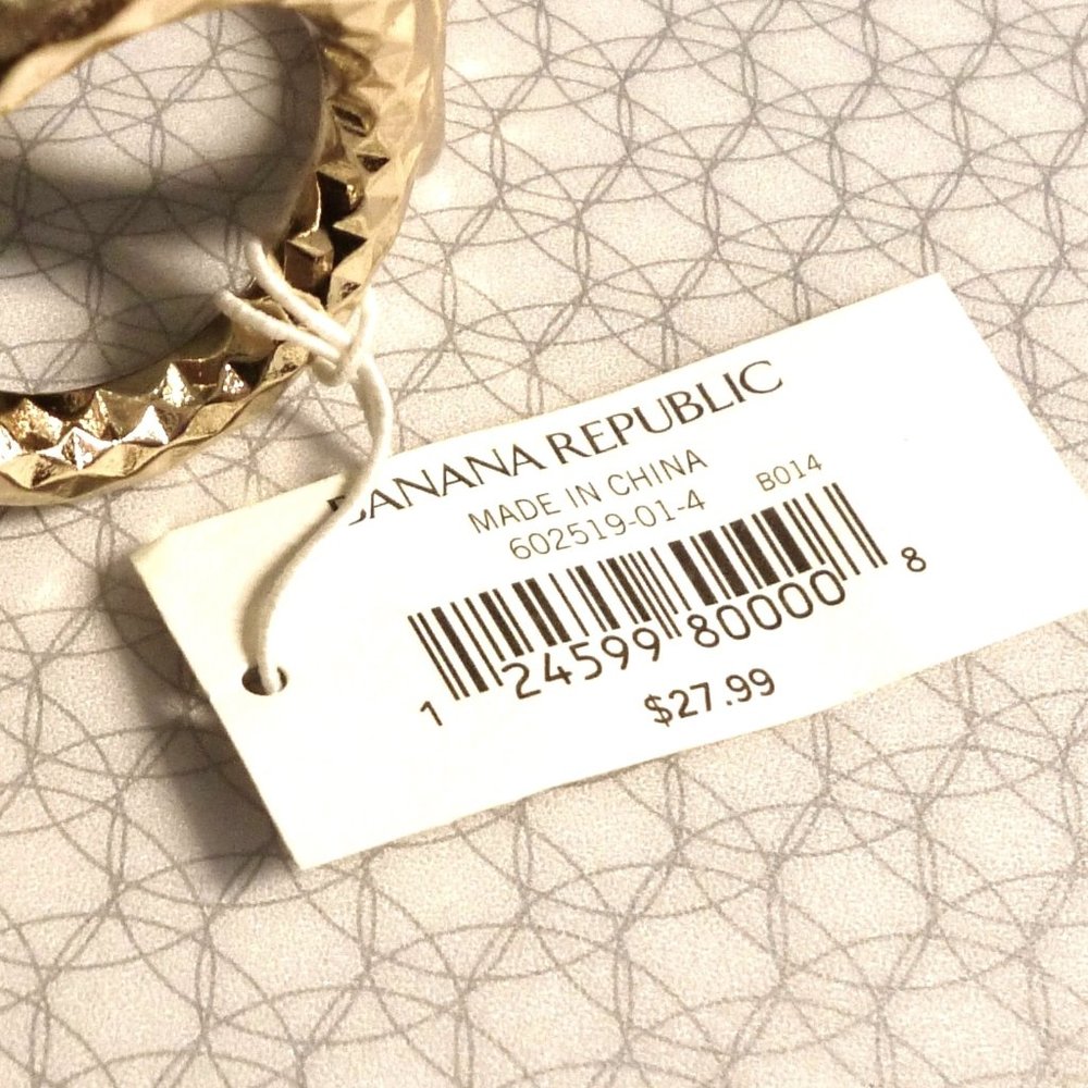 Banana Republic Circles Stretch Bracelet Hammered Gold Tone 6.75" NWT Perfect - Picture 3 of 4